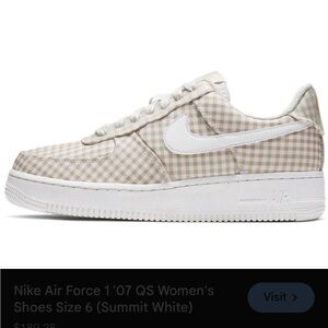 Nike Women's Sneakers - White and Tan Checkered